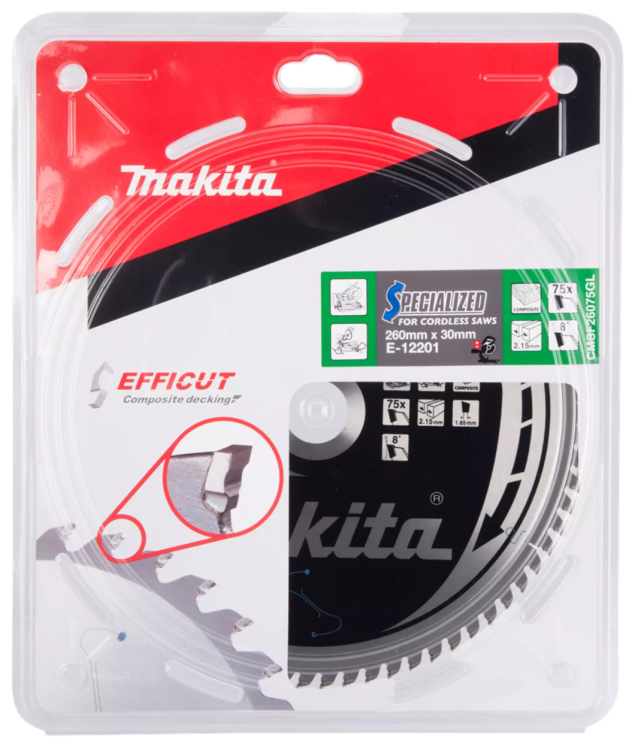 Makita E-12201 Efficut Lame de scie circulaire WPC - 260x30x2,15mm 75T-image