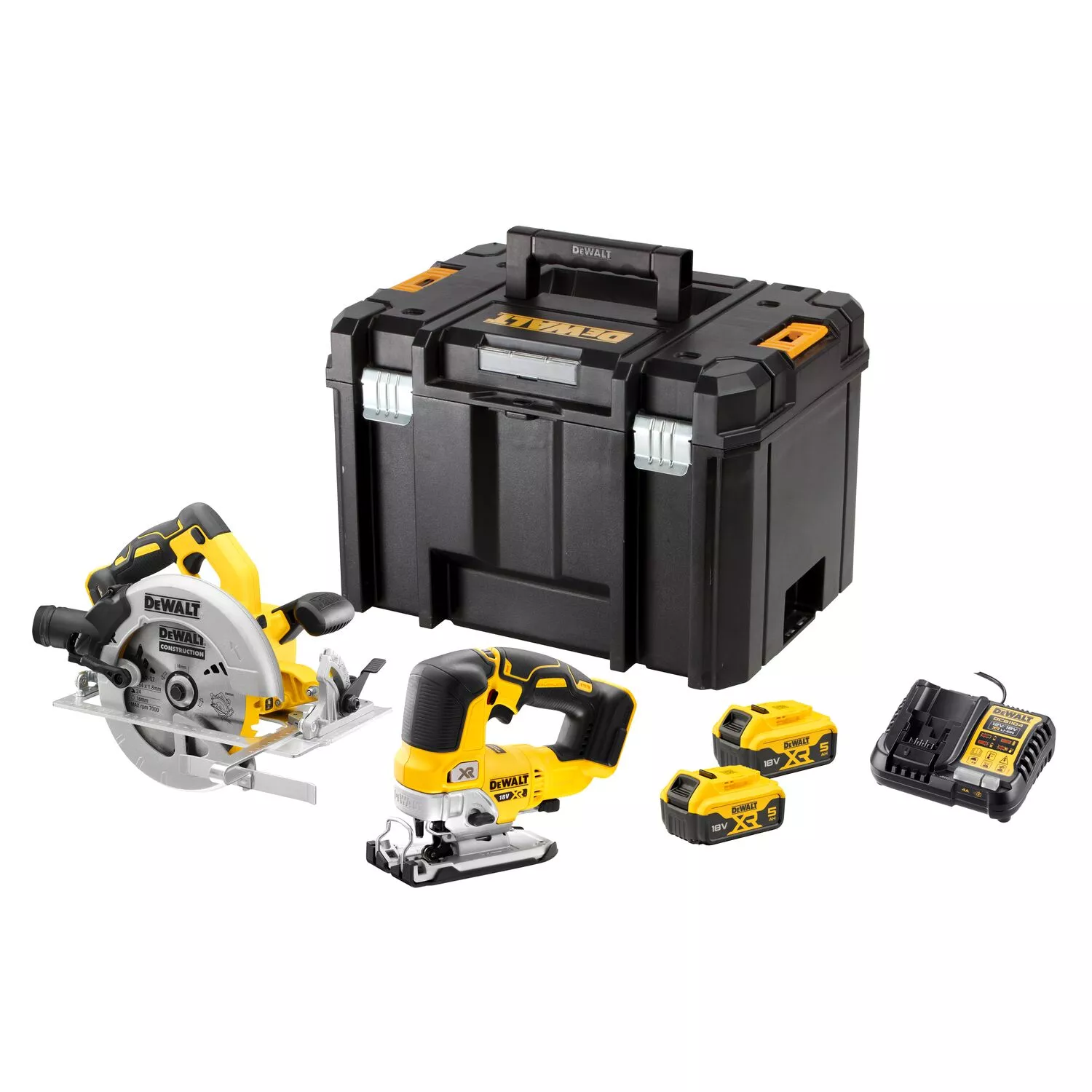 DeWALT DCK2012P2T 18 V Li-ion batterie scie circulaire (DCS570) & scie sauteuse (DCS334) ensemble combiné (2 batteries 5,0 Ah) dans TSTAK-image