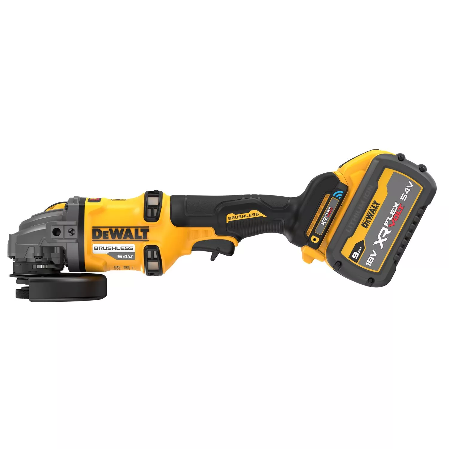 DeWALT DCG418SHDX2 Kit meuleuse d'angle sans fil Li-ion XR FlexVolt 54 V (2 batteries 9,0 Ah) dans TSTAK - 125 mm - Interrupteur de sécurité dans la poignée latérale-image