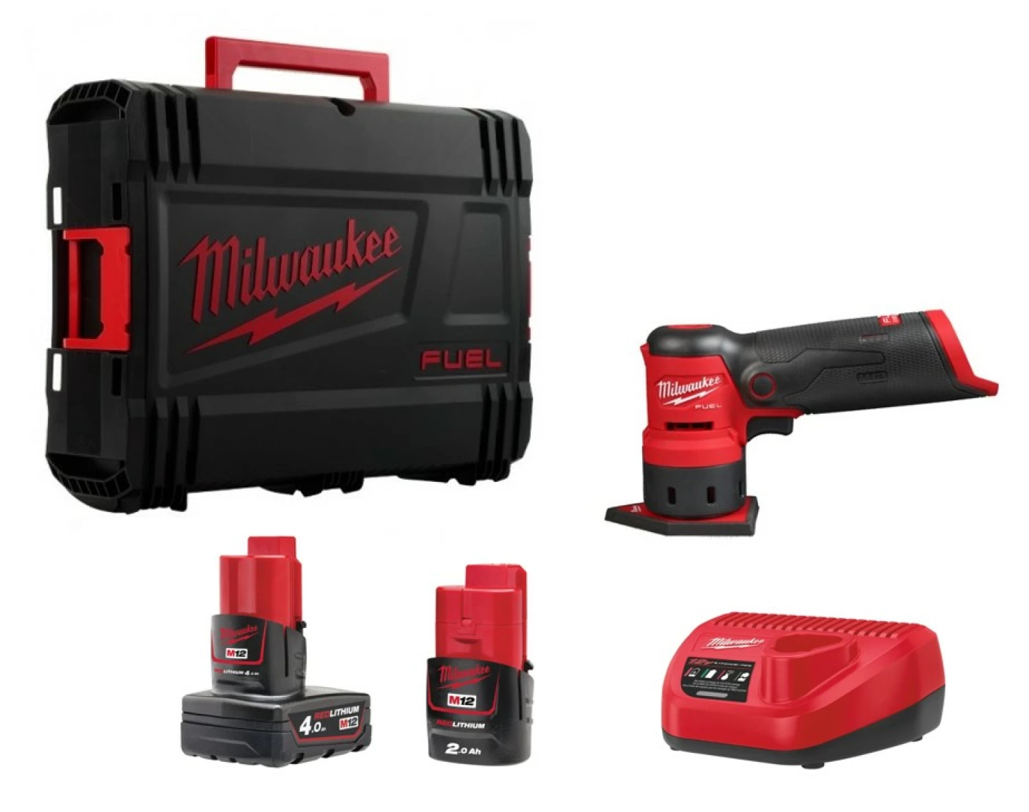 Milwaukee M12 FDSS-422X 12V Li-ion accu subcompacte delta schuurmachine set (1x 4.0Ah & 1x 2.0Ah) in HD Box-image