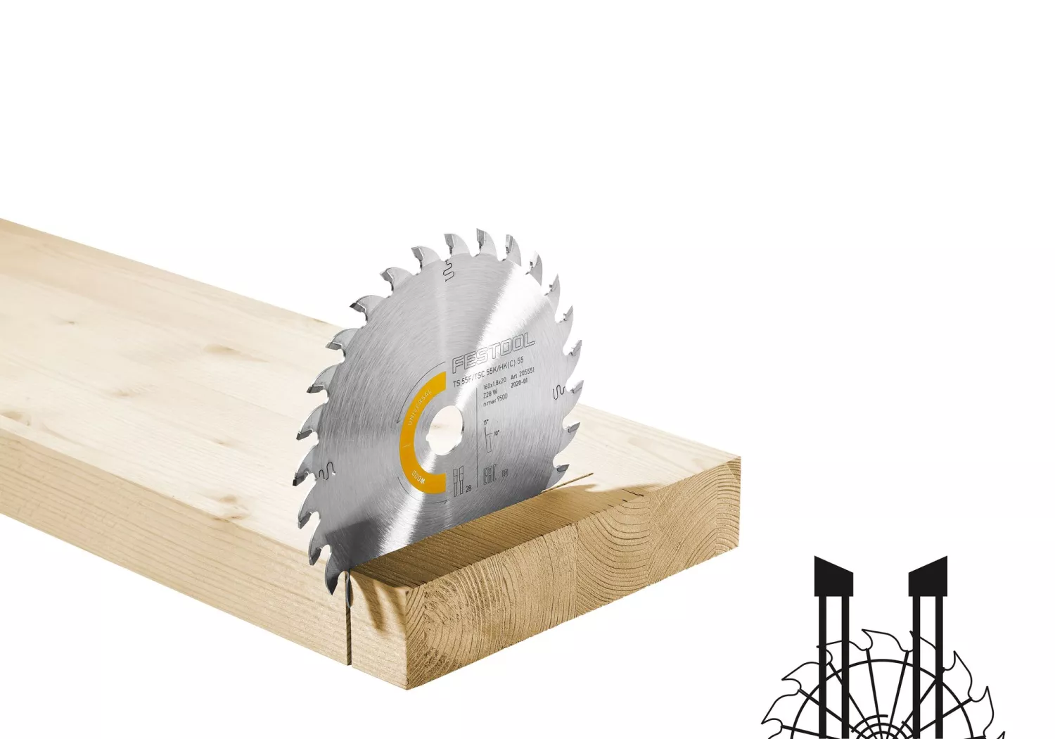 Festool 205551 HW 160x1,8x20 W28 Universeel zaagblad - Hout/Universeel - 160mm-image