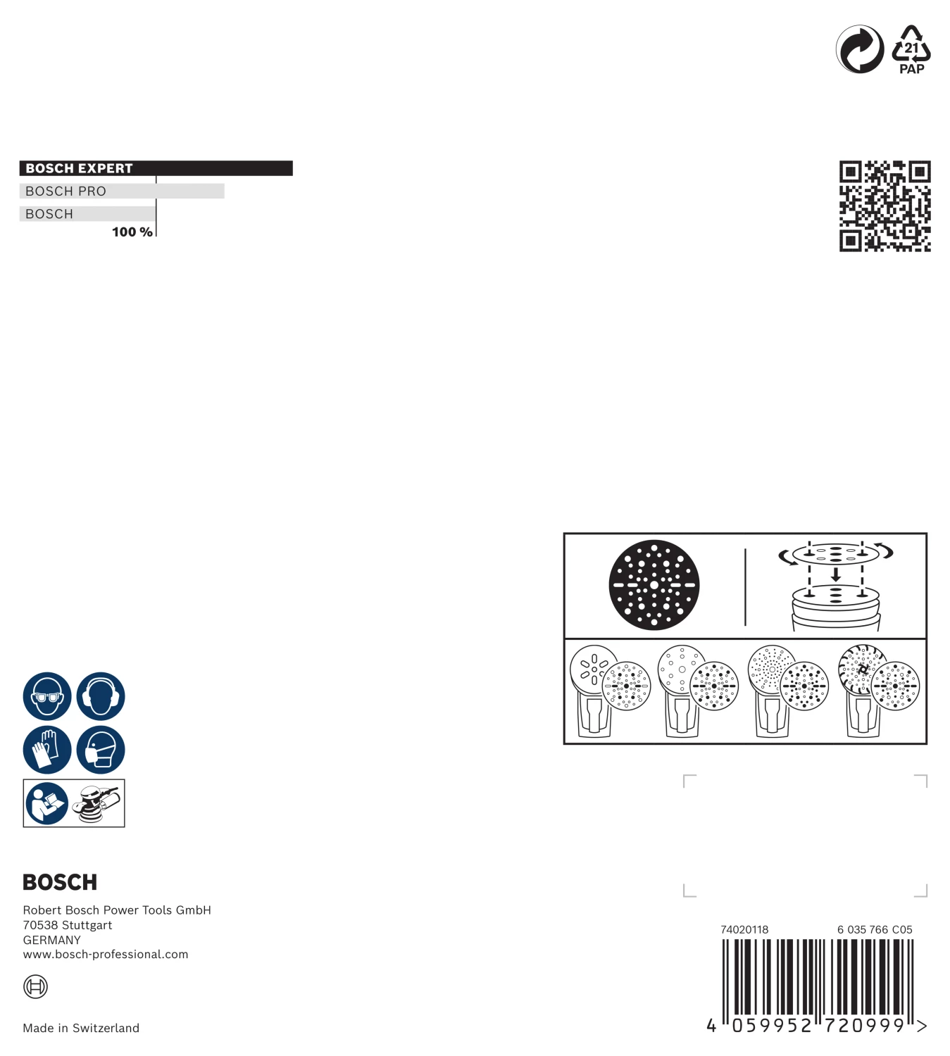 Bosch 2608902446 Disque abrasif EXPERT O780 avec support film - 150 mm - K320 (6 pièces)-image