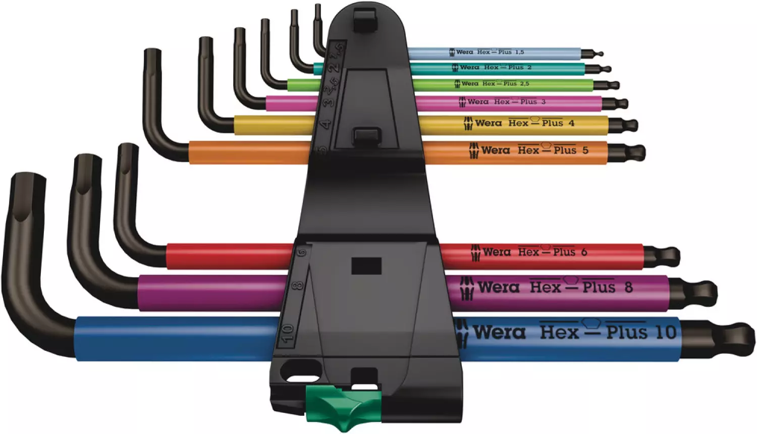 Wera 950/9 Hex-Plus Multicolour 1 Jeu de clés mâles coudées, syst. métrique, BlackLaser, 9 pièces-image