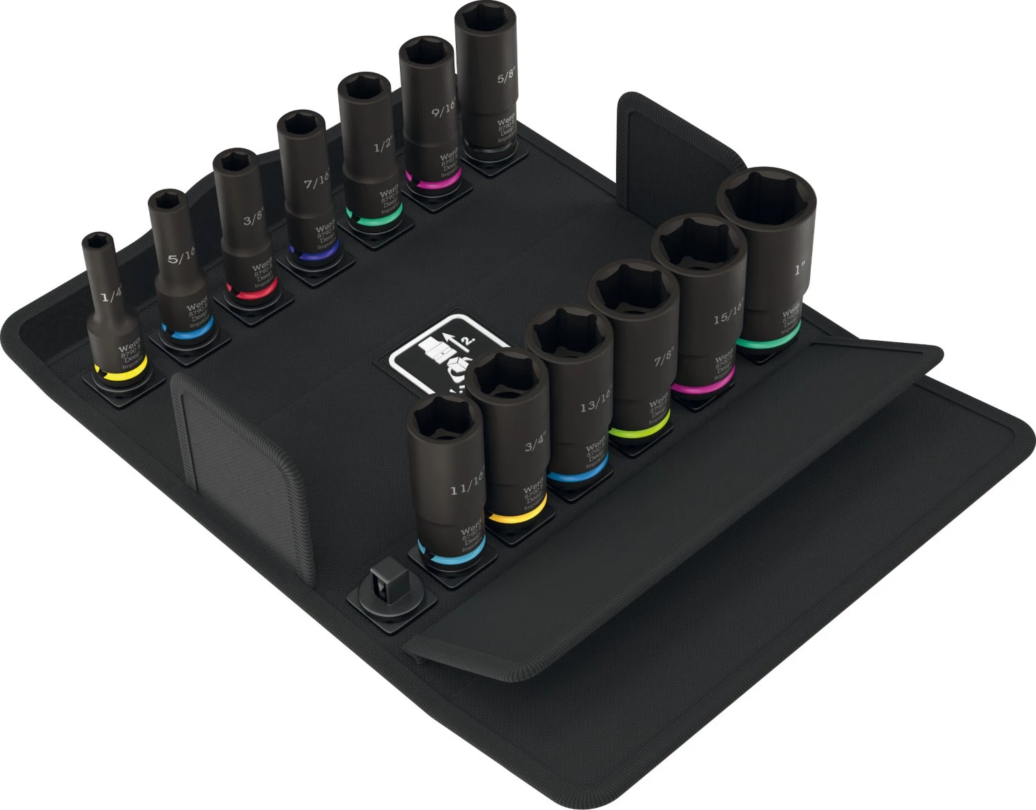 Wera 05005581001 13 pièces 8790 B Impaktor Deep Imperial Set 1 jeu de douilles dans un coffret - 3/8"-image