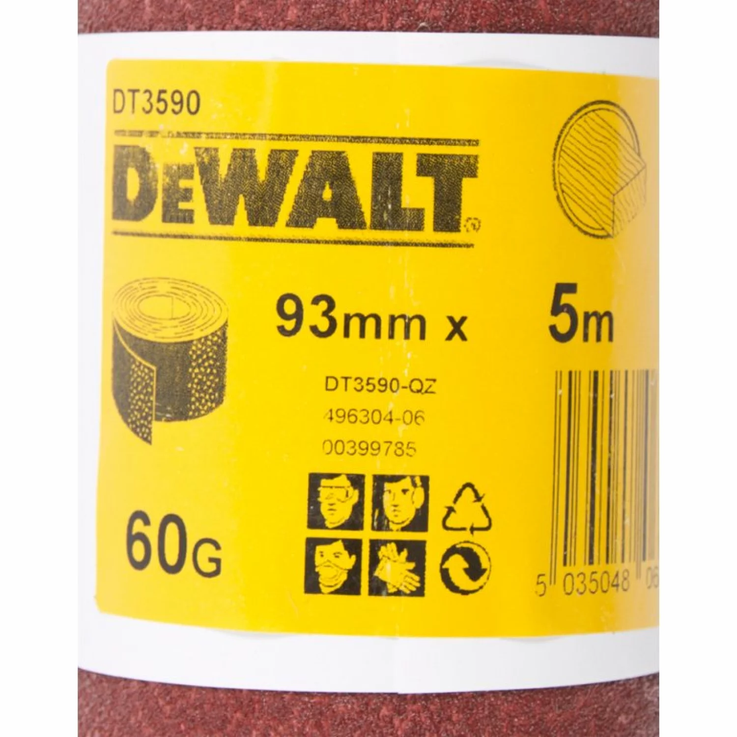 DeWALT DT3590 Papier abrasif - K60 - rouleau de 5 mètres - 93 mm-image
