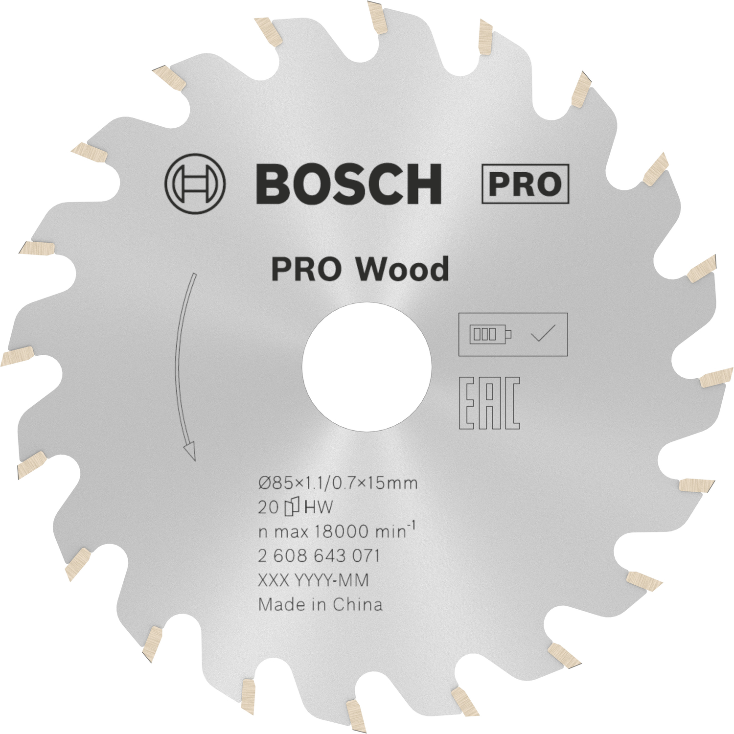 Bosch 2608643071 Pro Wood Cirkelzaagblad - 85 x 15 x 20T - Hout-image
