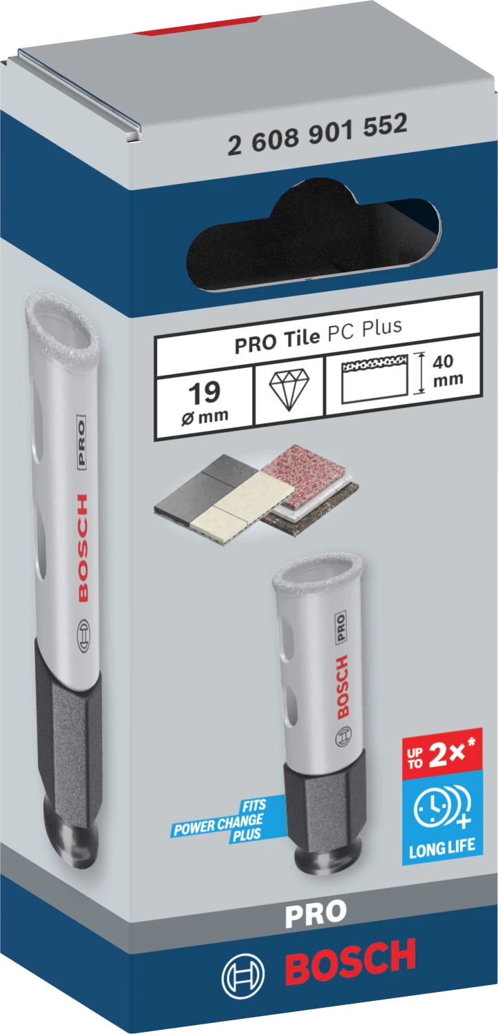 Bosch 2608901552 PRO Tile PC Plus Scie cloche diamantée pour carrelage - 19 mm-image
