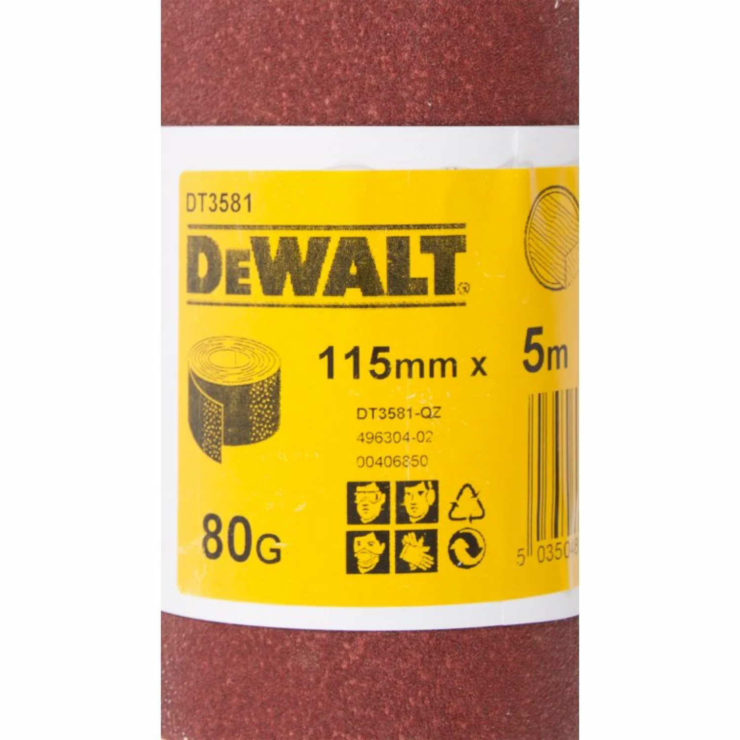 DeWALT DT3581 Papier abrasif - K80 - rouleau de 5 mètres - 115 mm-image