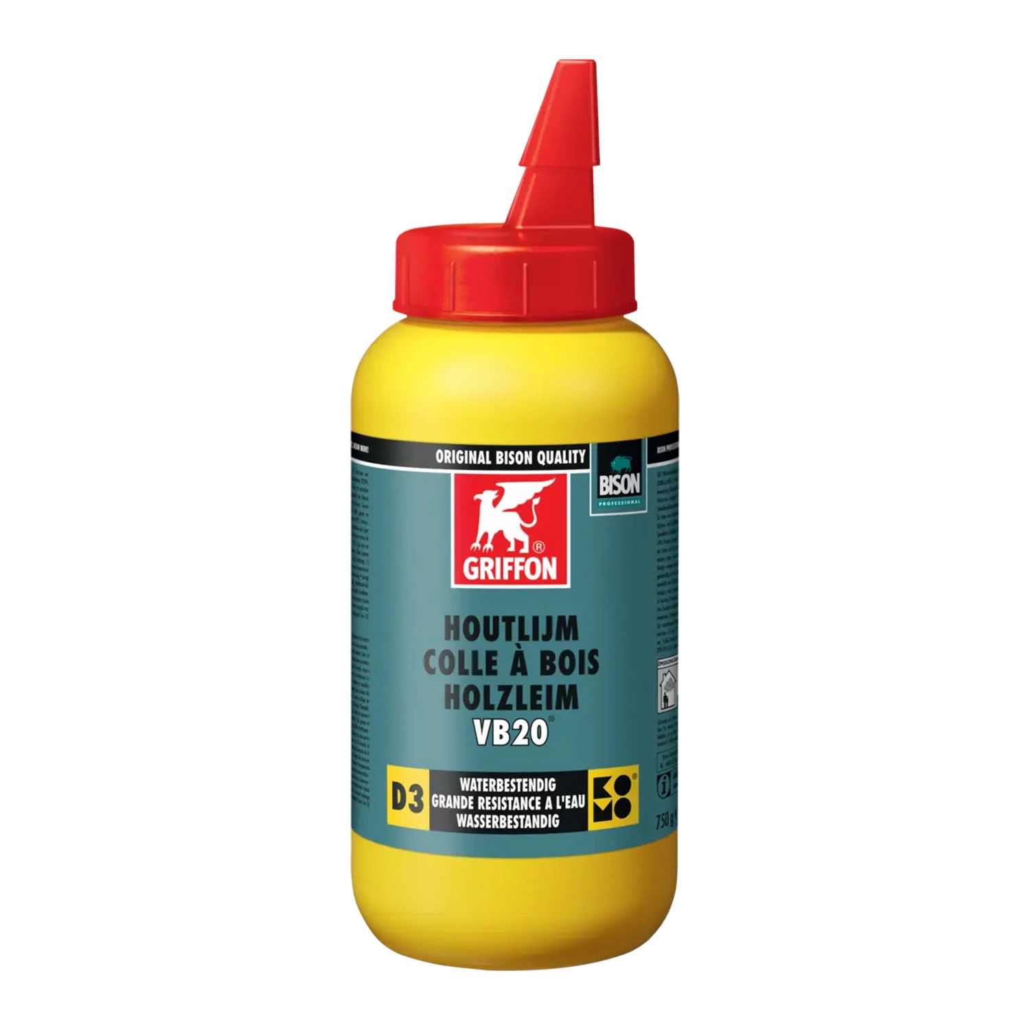 Griffon Professional 6305082 VB20 Houtlijm D3 - Wit (Transparant na droging) - Flacon - 750gr-image