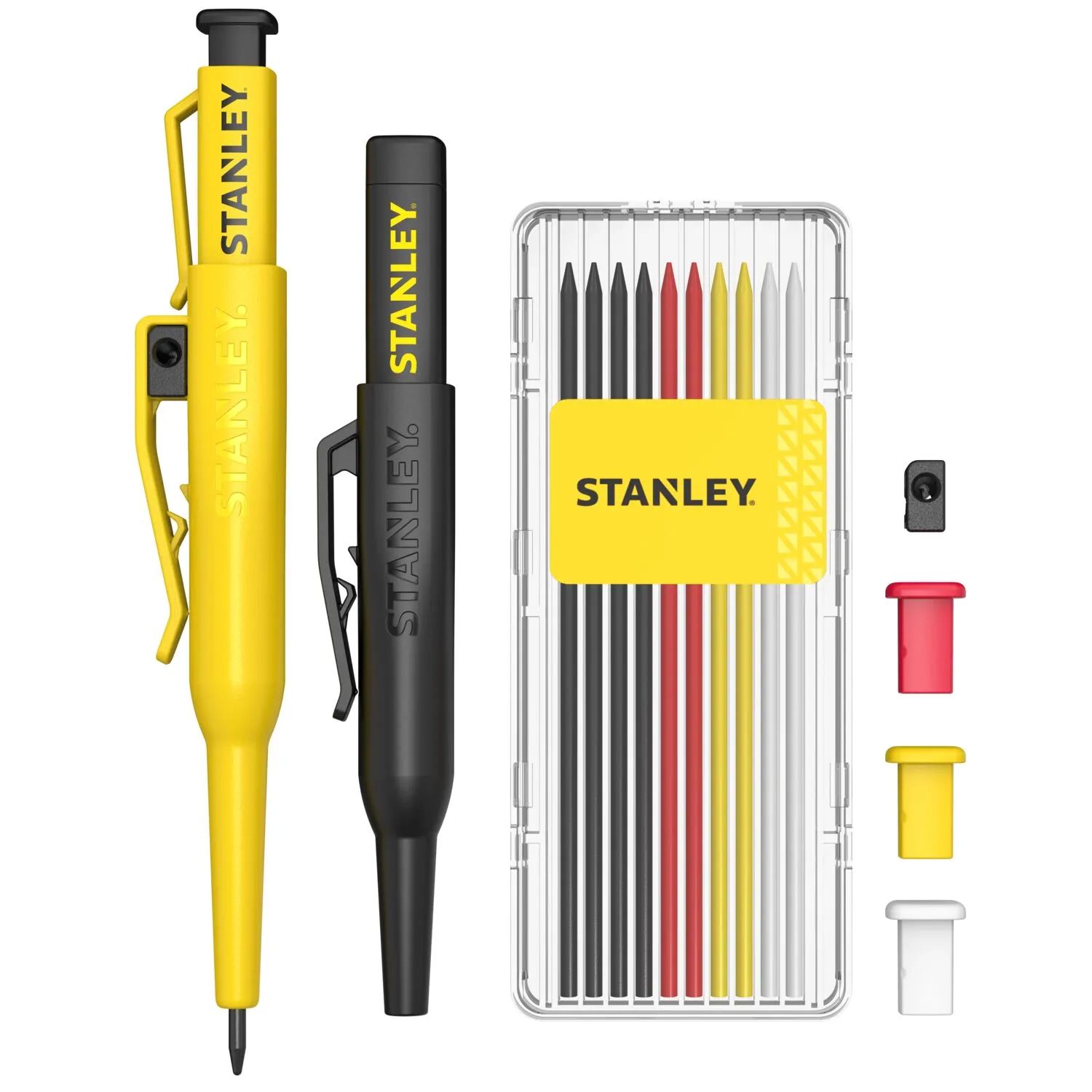 Stanley STHT72010-0 Markeerpotlood Kit incl. navullingen en doppen met holster - ingebouwde puntenslijper - Grafiet