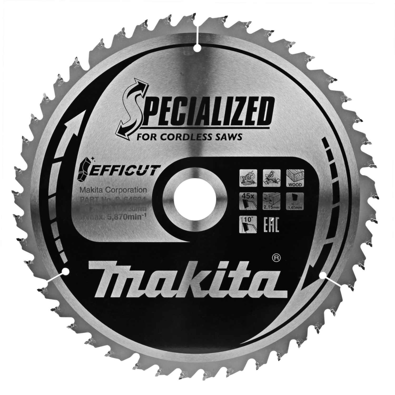 Makita B-64630 Afkortzaagblad Hout - 260x30x2,15mm 45T-image