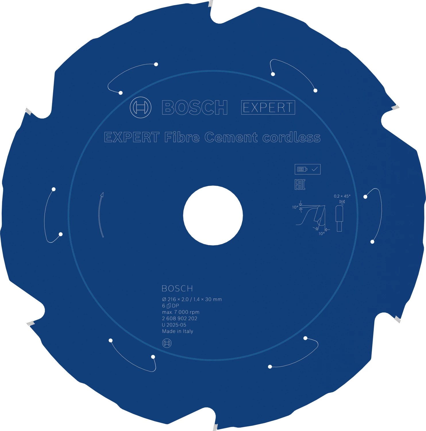 Bosch 2608902202 EXPERT cirkelzaagblad - 216 x 30 x 6T - vezelcementplaten-image