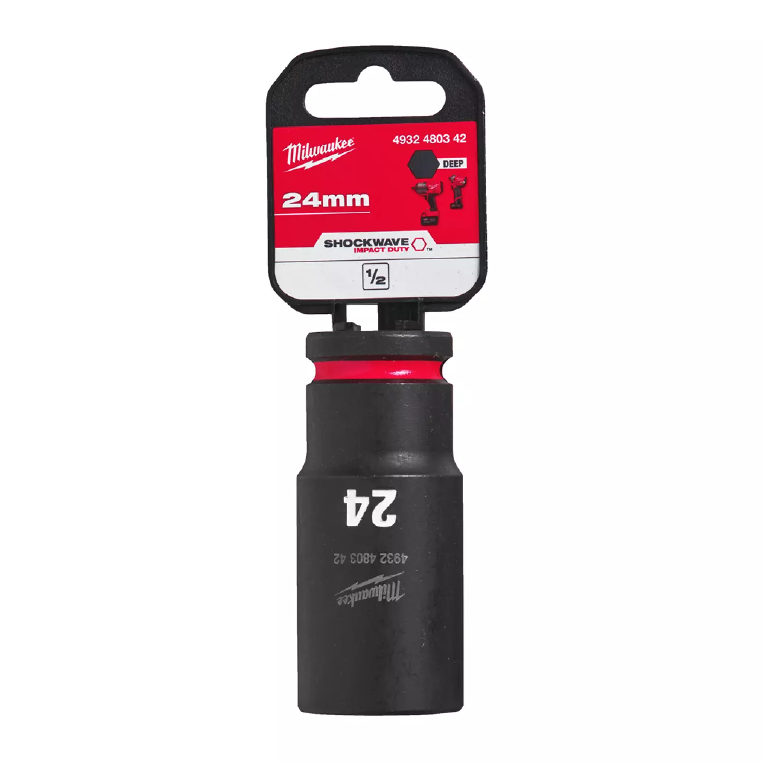 Milwaukee 4932480342 SHOCKWAVE lange krachtdop - 24mm - 1/2"-image