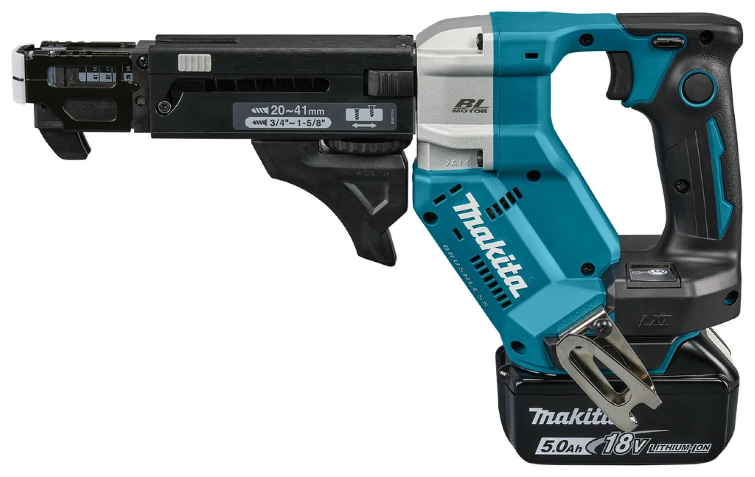 Makita DFR452RTJ Visseuse à bande sans-fil - 18 V Li-ion - Kit complet (2 X 5,0 Ah) dans Mbox - 20-41 mm-image