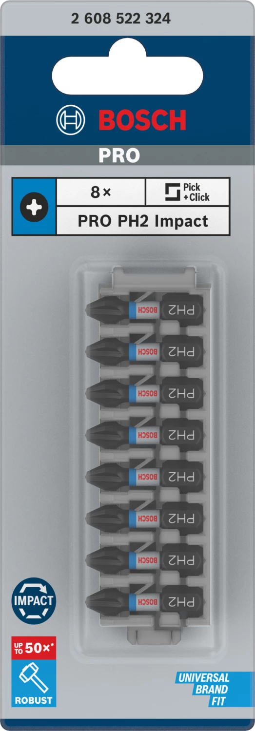 Bosch 2608522324 - Embout de vissage Impact Control PH2, 25 mm 8x-image