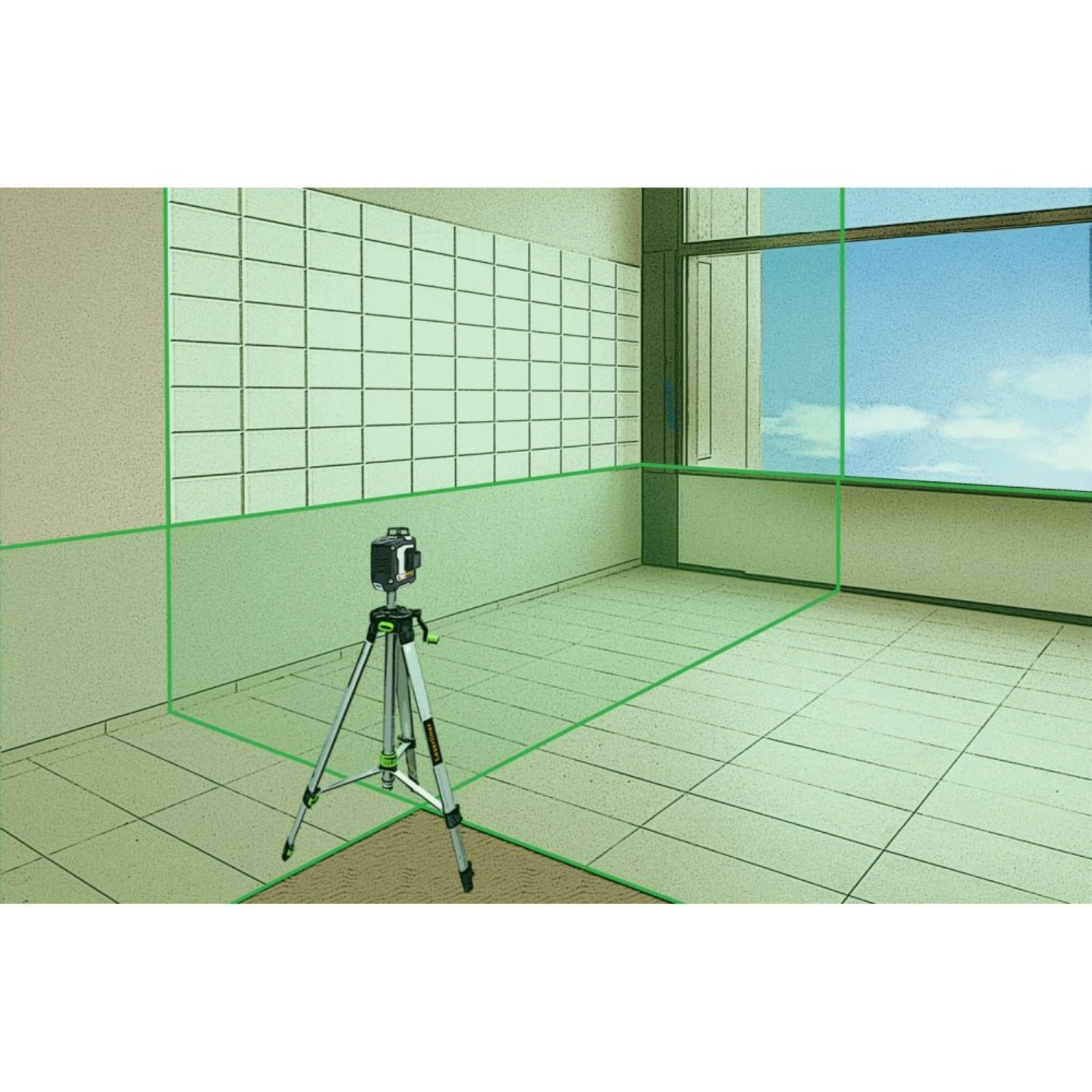 Laserliner CompactPlane-Laser 3G Kruislijnlaser set incl. statief in tas - 3 lijnen - groen - 30m-image