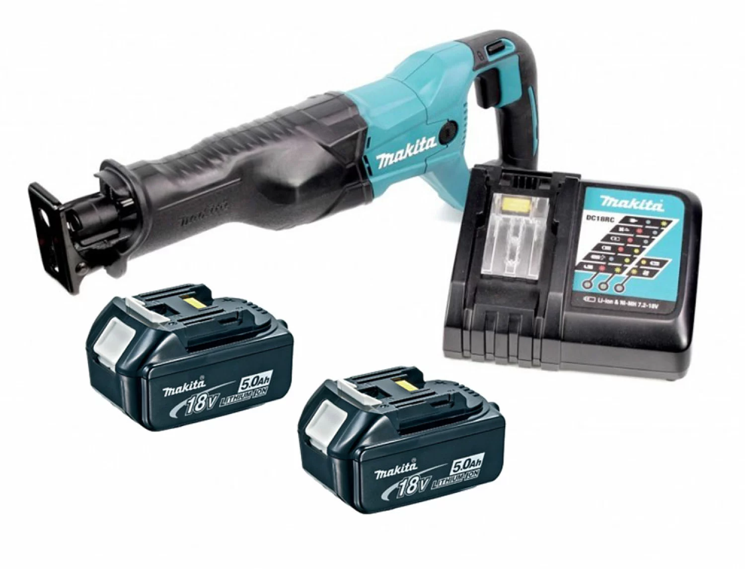 Scie sabre sans-fil Makita DJR186RTE - 18V Li-ion - 2 batteries 5,0 ah - Coffret - Changement rapide - Variable-image