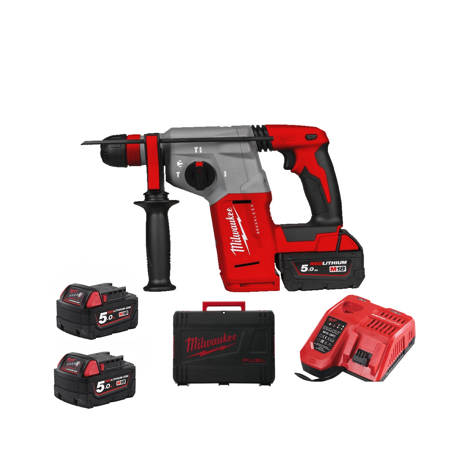 Milwaukee M18 BLHX-502X Perfo-burineur sans-fil - 18V Li-ion - SDS-plus - 2 batteries 5,0 Ah - HD Box - 2,3 J - Brushless