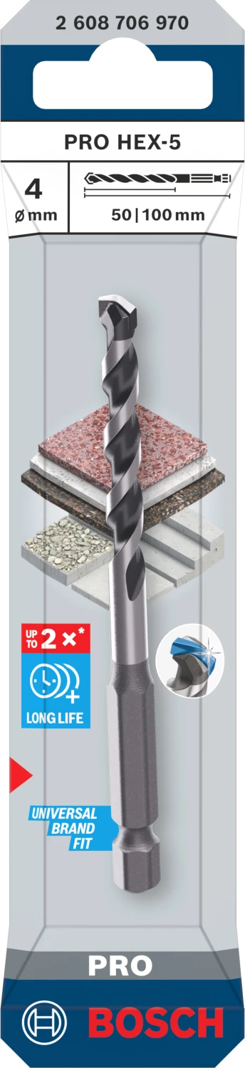 Bosch PRO 2608706970 Foret à béton HEX-5 - 4x50x100 mm-image