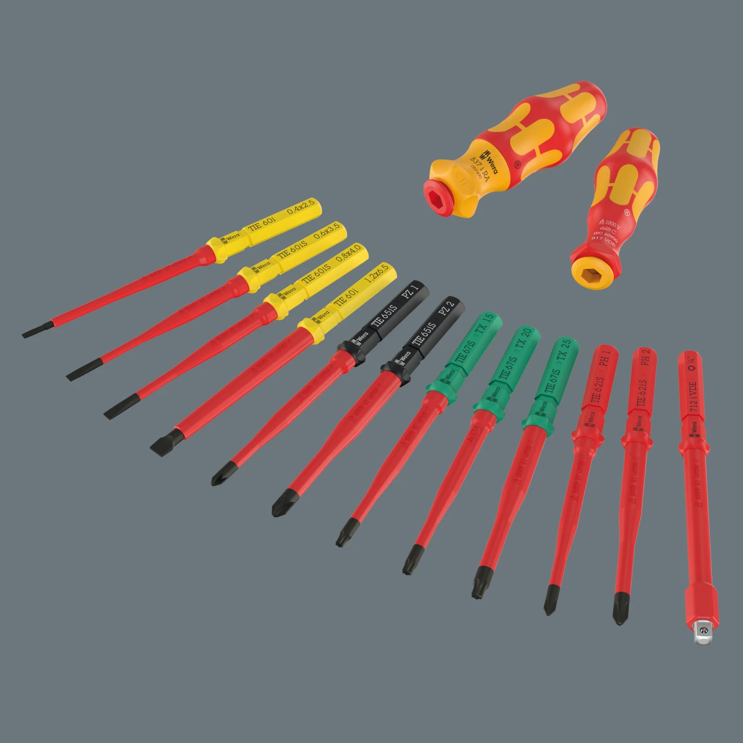 Wera 05006632001 25 pièces Kraftform Kompakt VDE 24 Allround Set 1 Jeu de lames interchangeables dans un étui - avec fonction cliquet-image