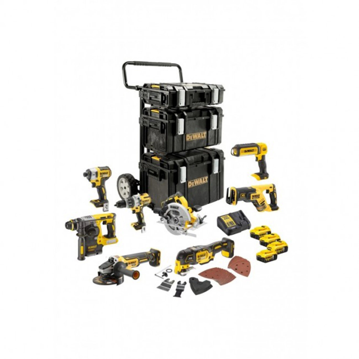 DeWALT DCK853P4-QW 18V Li-ion XR accu 8-delige combiset (4x 5.0Ah) in TSTAK (incl trolley)-image