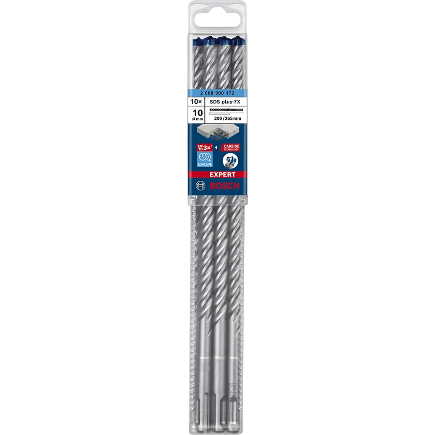 Bosch 2608900172 Marteau perforateur SDS plus-7X 10pcs 10x200x265mm-image