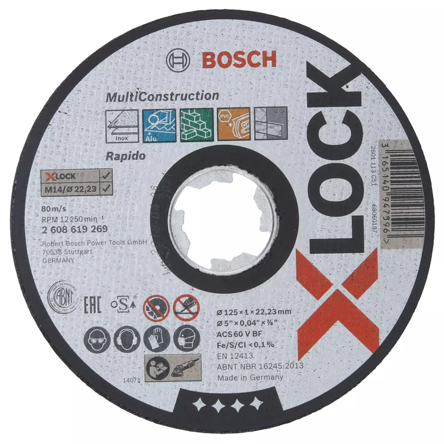 Bosch 2608619269 - X-LOCK Disque à tronçonner Multi Construction 125x1x22.23mm, plat