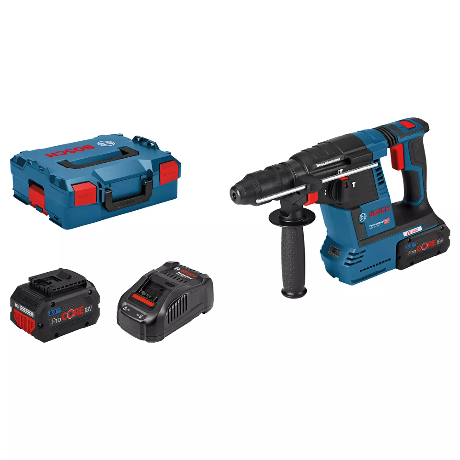 Bosch GBH 18V-26 F 18V Li-Ion Accu SDS-plus combihamer set (2x 8.0 ProCORE accu) in L-Boxx - 2,6J - koolborstelloos-image