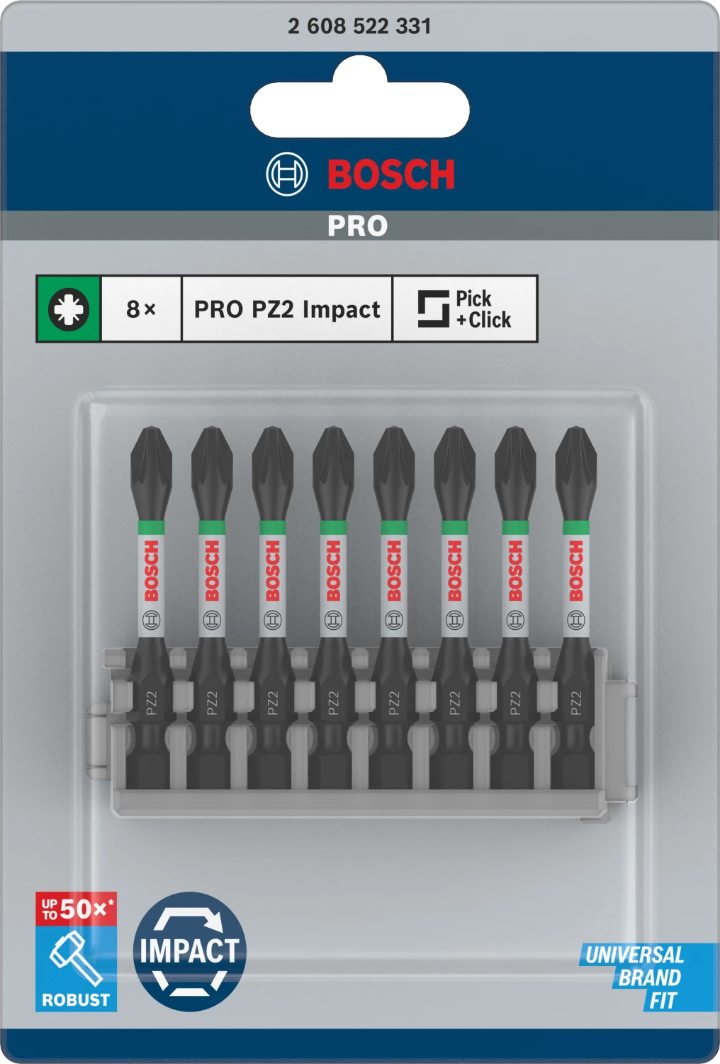 Bosch 2608522331 Impact control bits - PZ2 x 50mm (8st)-image