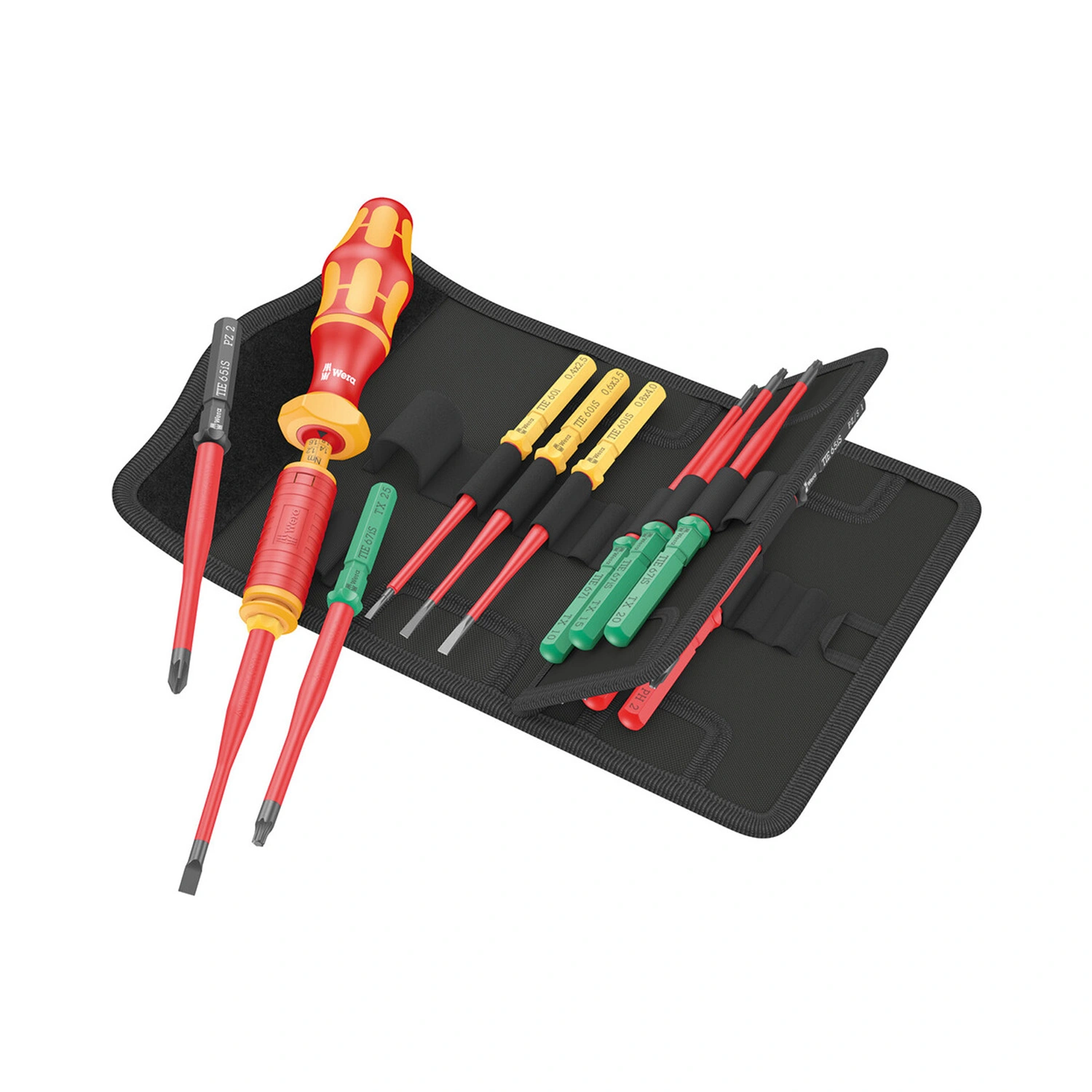 Wera 05006605001 Jeu 15 pièces Kraftform Kompakt VDE 15 Couple 1,2-3,0 Nm Extra Slim 1 Trouve-outils Jeu de lames interchangeables dans une pochette
