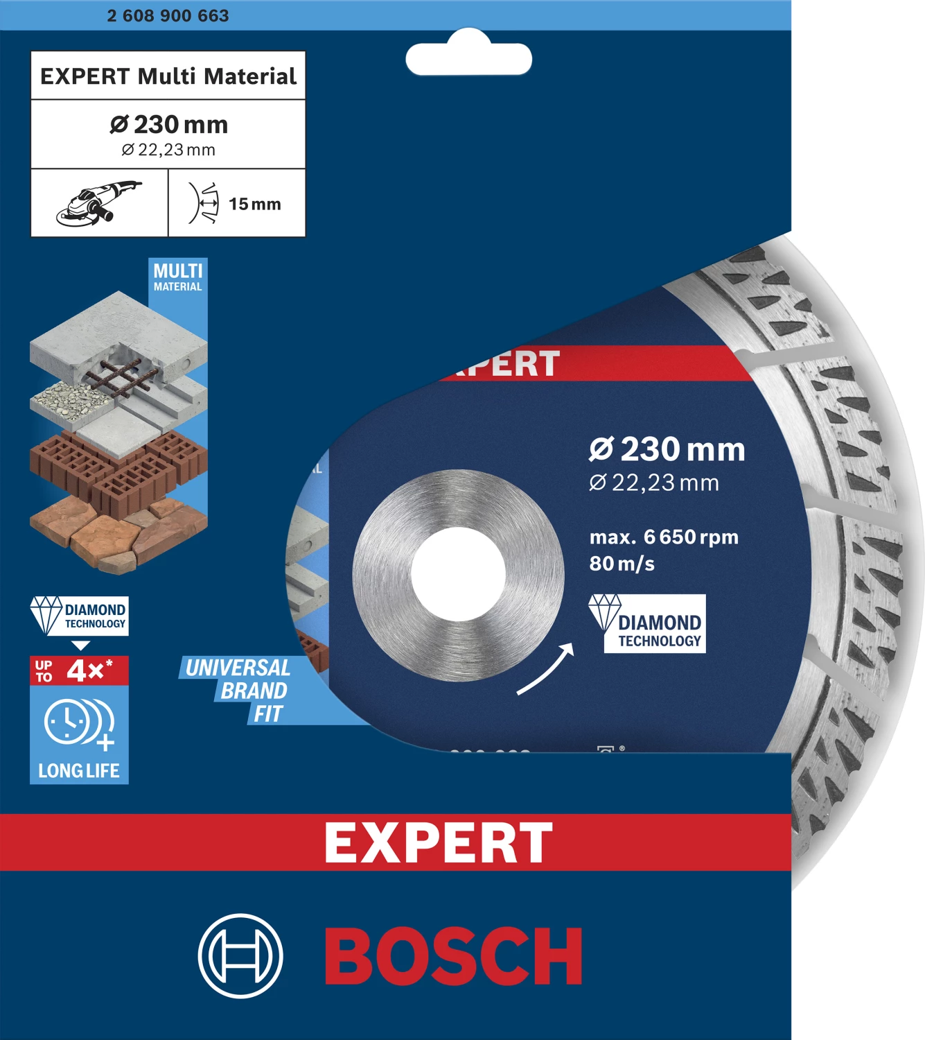 Bosch 2608900663 EXPERT Diamantdoorslijpschijf - Multi materiaal - 230x22,23x2,4x15mm-image