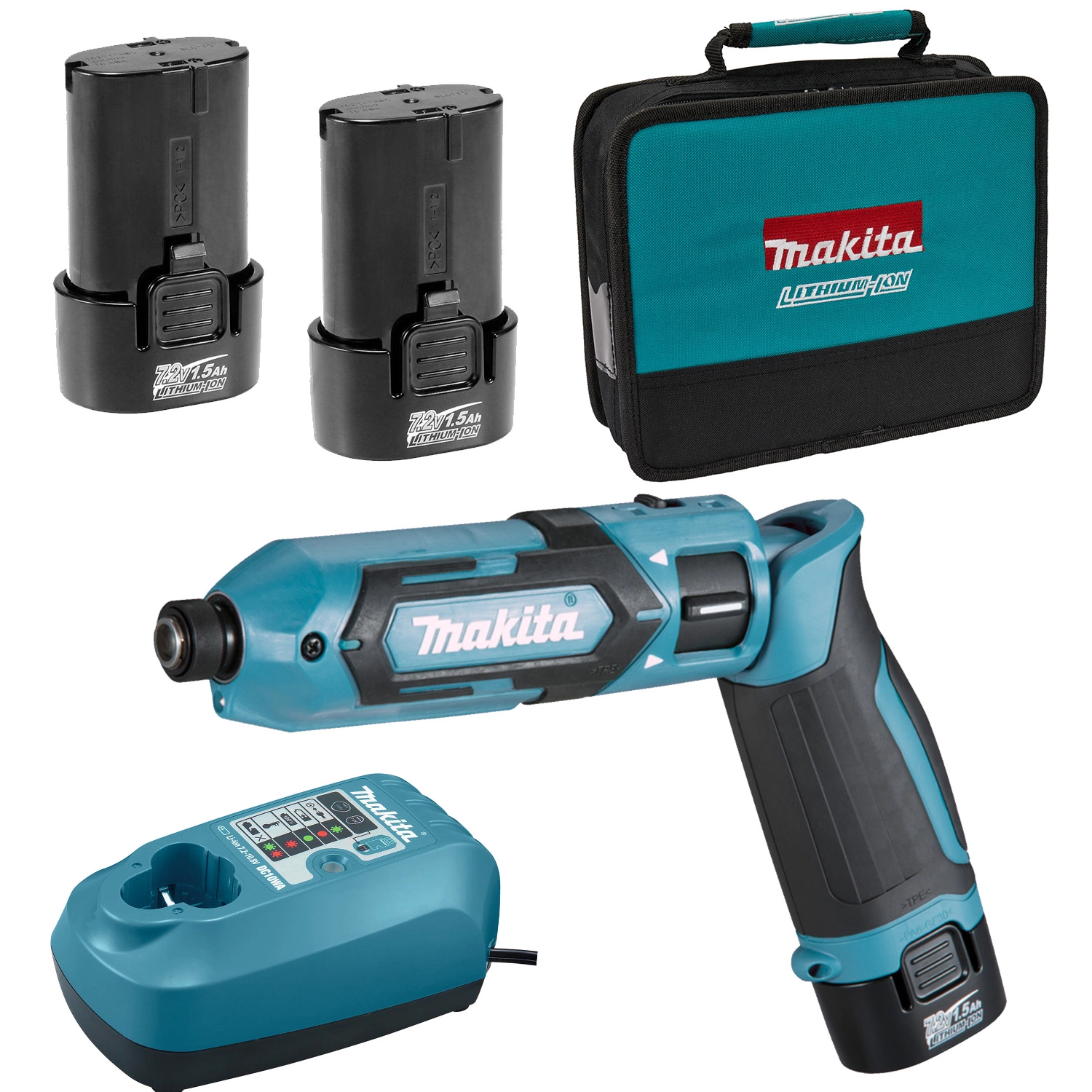 Makita TD022DSE 7,2V Li-Ion accu Slagschroevendraaier set (2x 1,5Ah accu) in tas-image