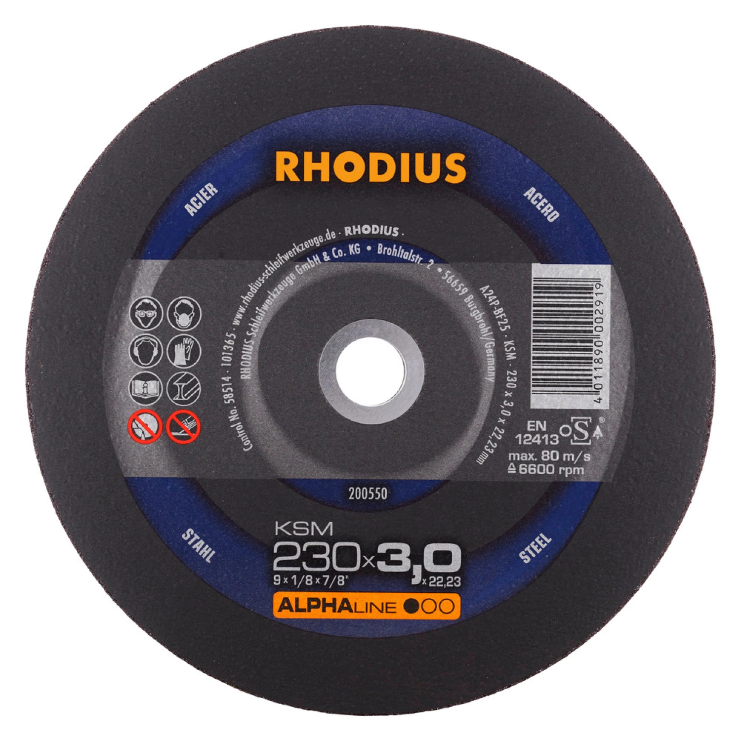 Rhodius 200550 KSM ALPHALINE l Doorslijpschijf conventioneel 230 x 22,23 x 3mm (25 st)-image