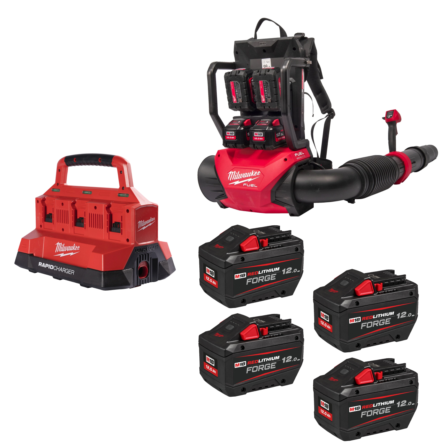 Milwaukee M18 F2BPB-124 FUEL 18V Li-Ion accu bladblazer set (4x 12.0Ah Forge accu) - 250km/h-image