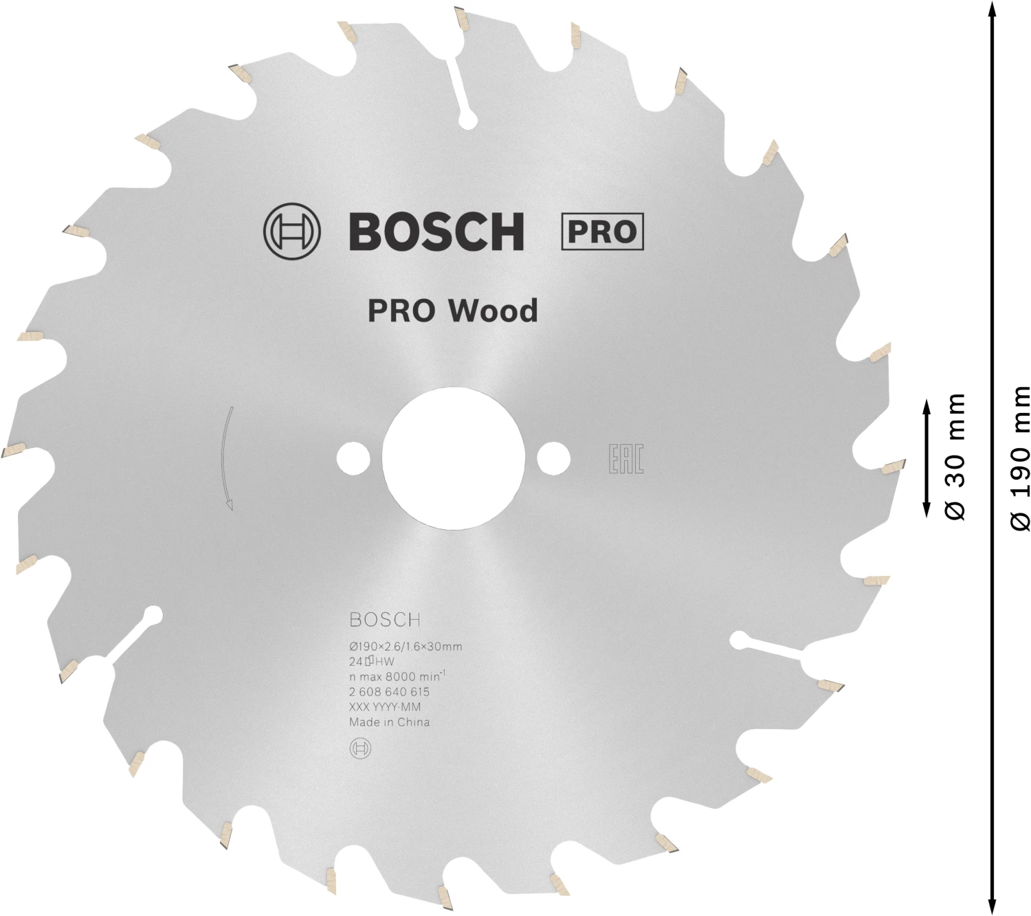 Bosch 2608640615 Optiline Cirkelzaagblad - 190 x 30 x 24T - Hout-image