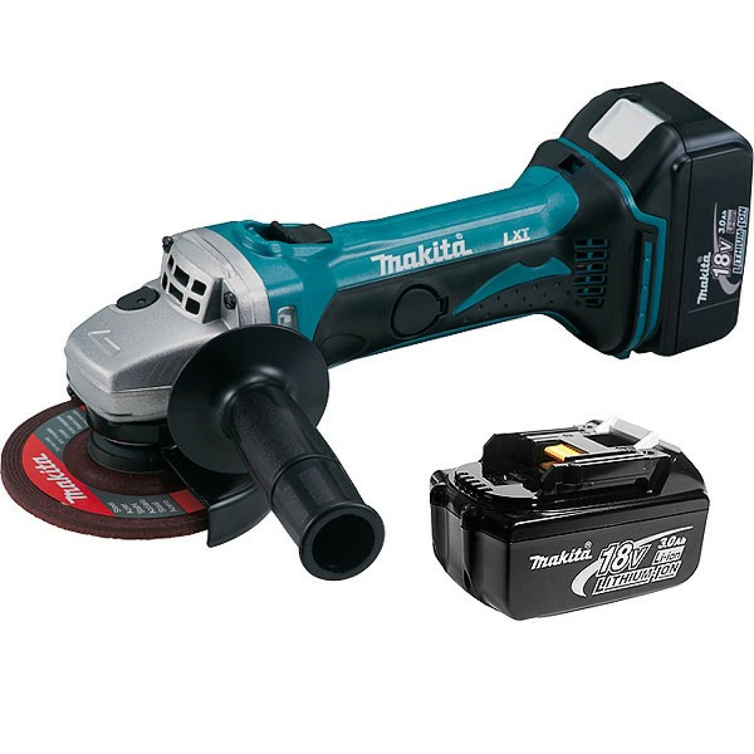 Makita BGA452RFJ 18V Li-Ion accu haakse slijper set (2x 3.0Ah accu) in Mbox - 115mm-image
