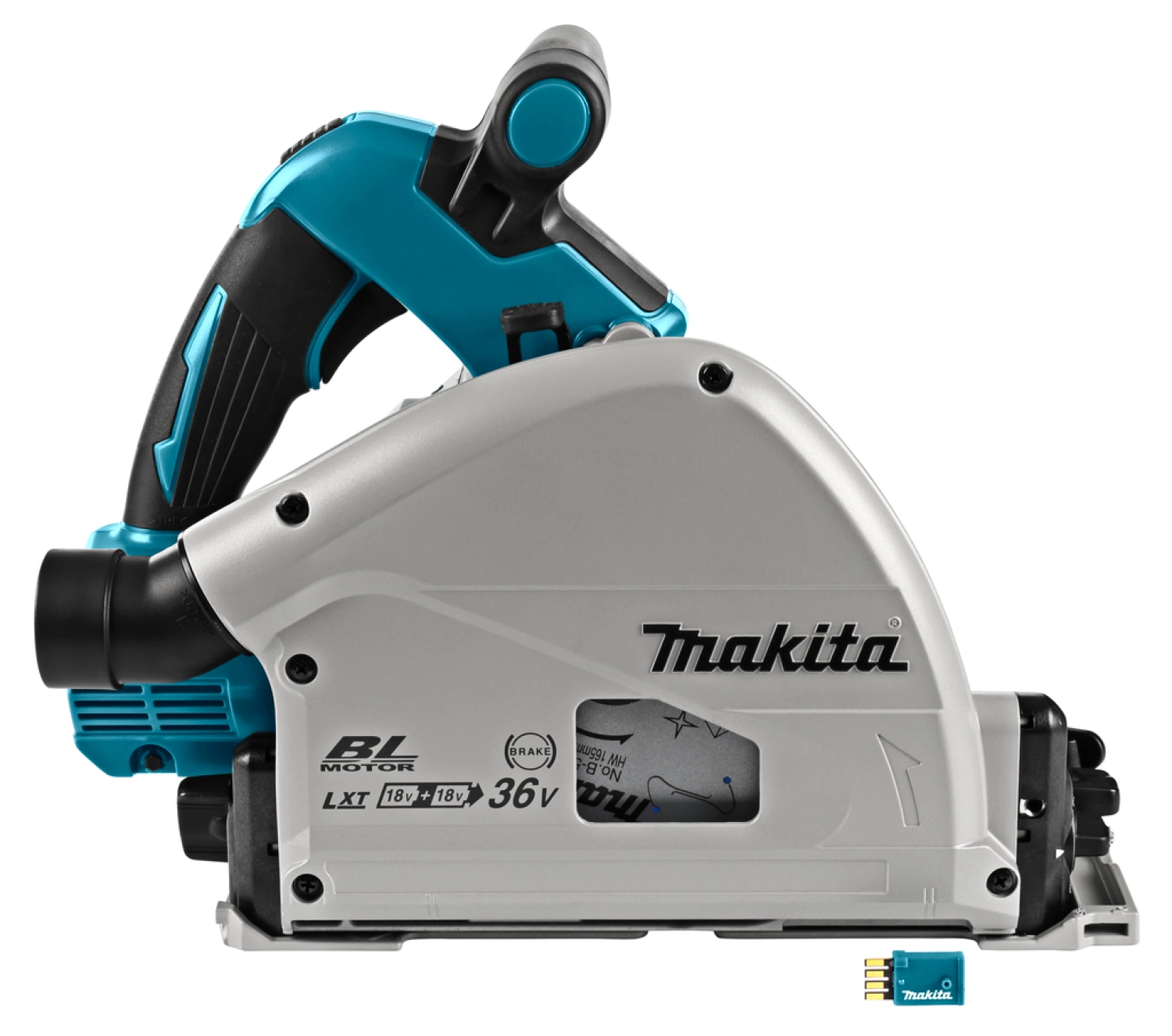 Makita DSP601ZJU2 36V (2x 18V) Li-Ion accu invalcirkelzaag body in Mbox (AWS) incl. geleiderail - 20 x 165mm - koolborstelloos-image