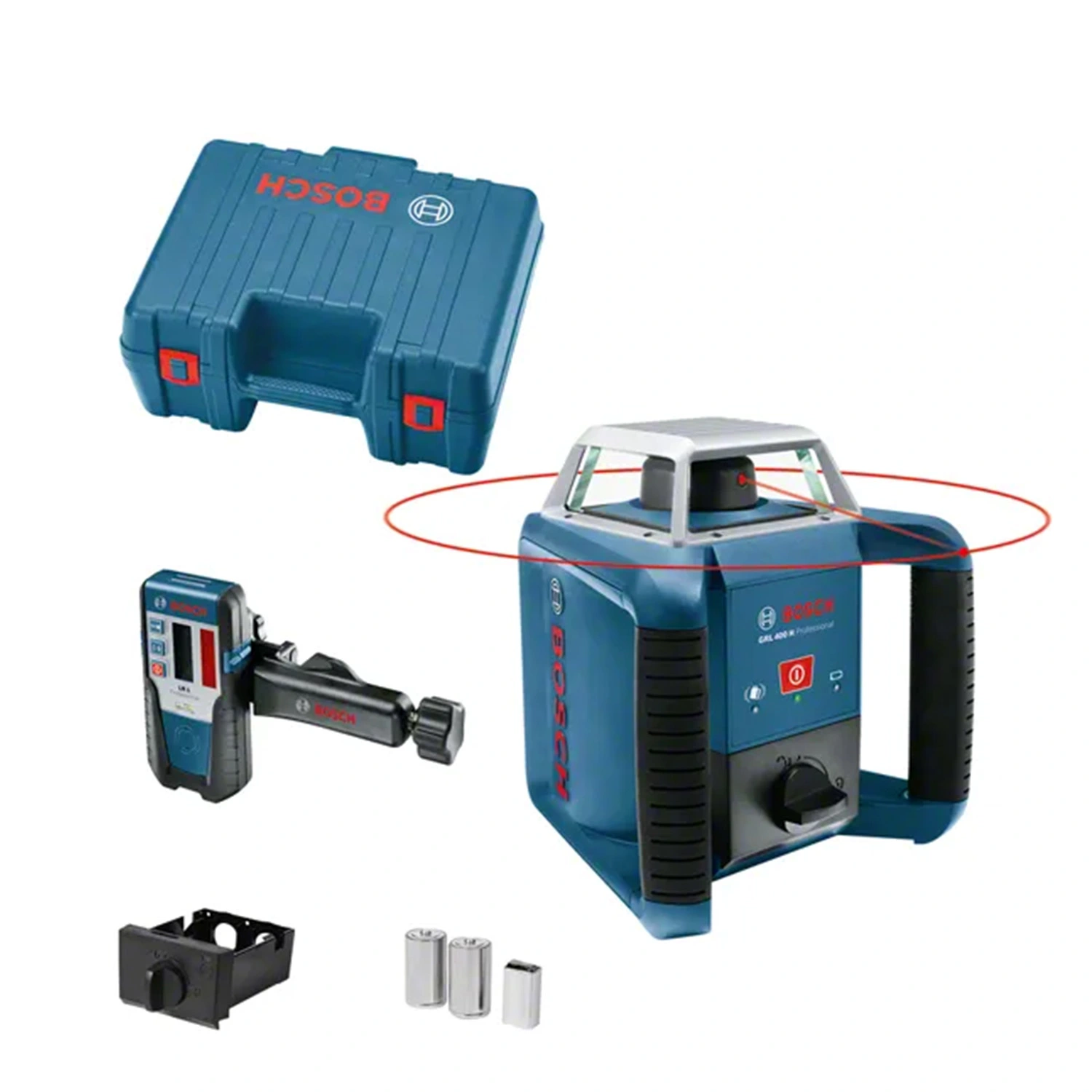 Bosch GRL 400 H Roterende Laser incl. LR 1 ontvanger in koffer - rood -20m - 1x 360° - IP56