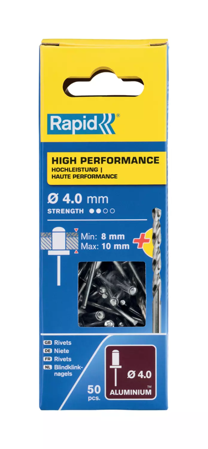 Rapid 5000385 Blindklinknagels incl. boor - Aluminium - 4x14mm (50st)-image