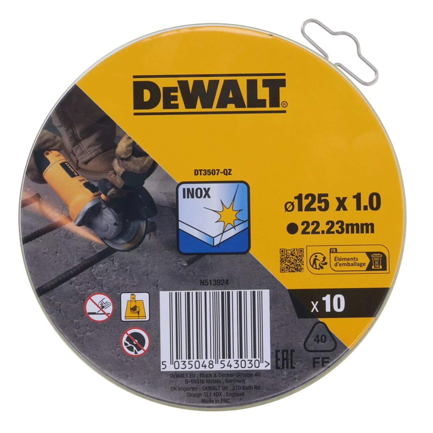 DeWALT DT3507 Doorslijpschijf - 125 x 22,23 x 1,0mm - RVS - inox (10st)-image
