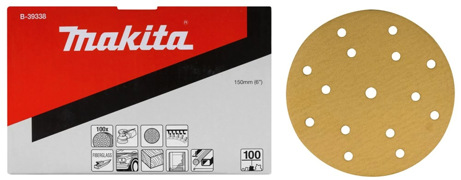 50 disques de ponçage Makita B -39300 - Velcro - Grains 40 - 150 mm-image