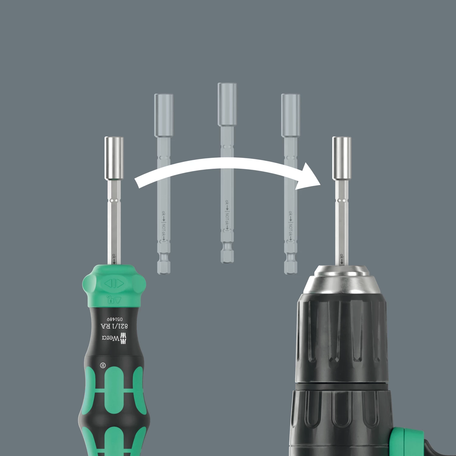 Wera 05051519001 Kraftform Kompakt 28 RA 1 Tournevis à embout interchangeable - 6 en 1 multi-embouts - avec fonction cliquet-image