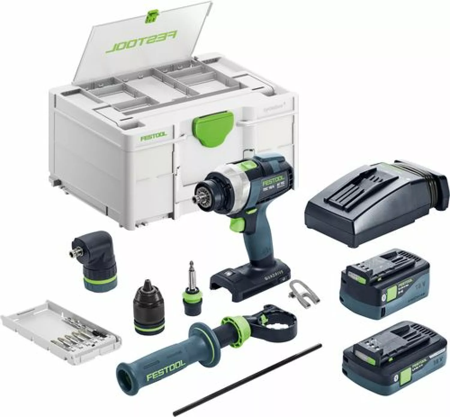 Festool TDC 18/4 5,0/4,0 I-Set 18V Li-Ion accu schroefboormachine set (1x 4,0Ah & 1x 5,0Ah) incl. boorkoppen in systainer - 75Nm-image