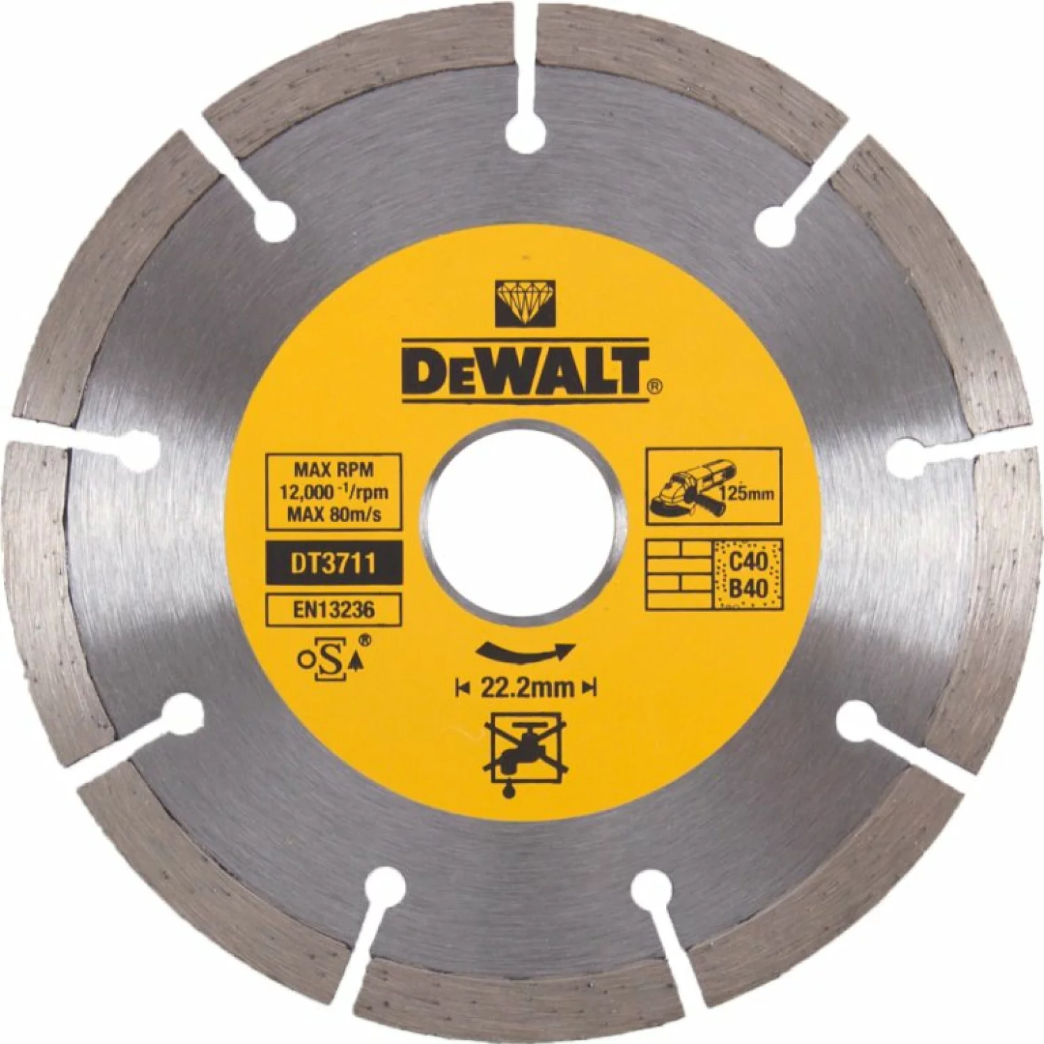 DeWALT DT3711 Diamantdoorslijpschijf - 125 x 22,23 x 1,8mm - beton - steen-image