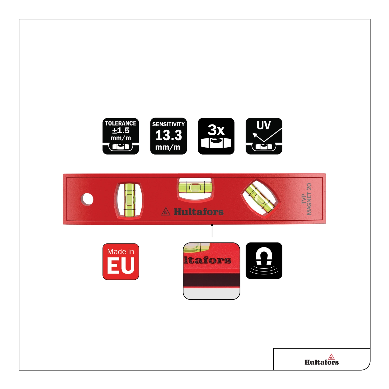 Hultafors TVP Magnetic 20 Niveau à bulle - magnétique - 200 mm-image
