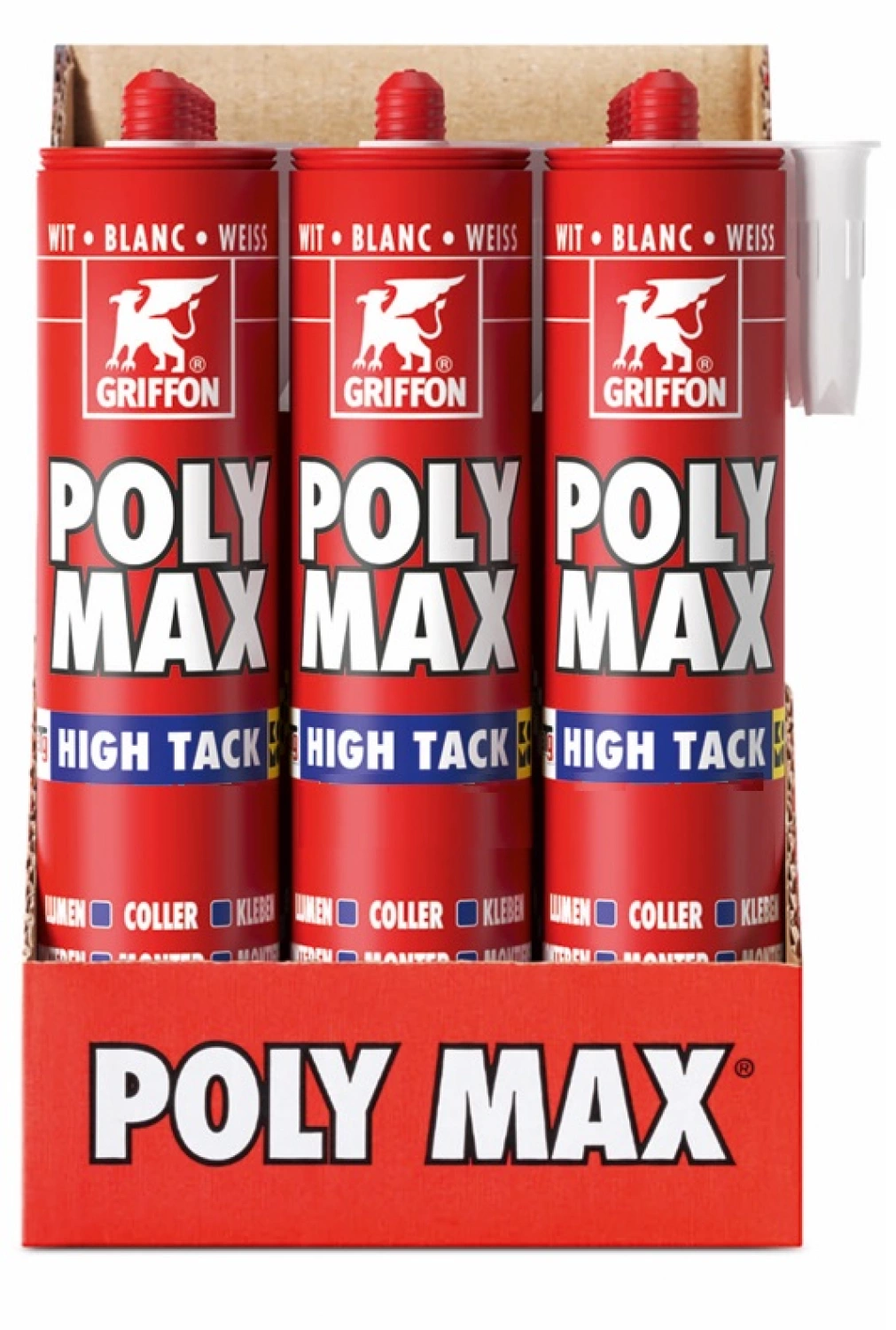 Griffon Poly Max High Tack Montagelijm - Wit - Koker - 425gr - 12 stuks-image