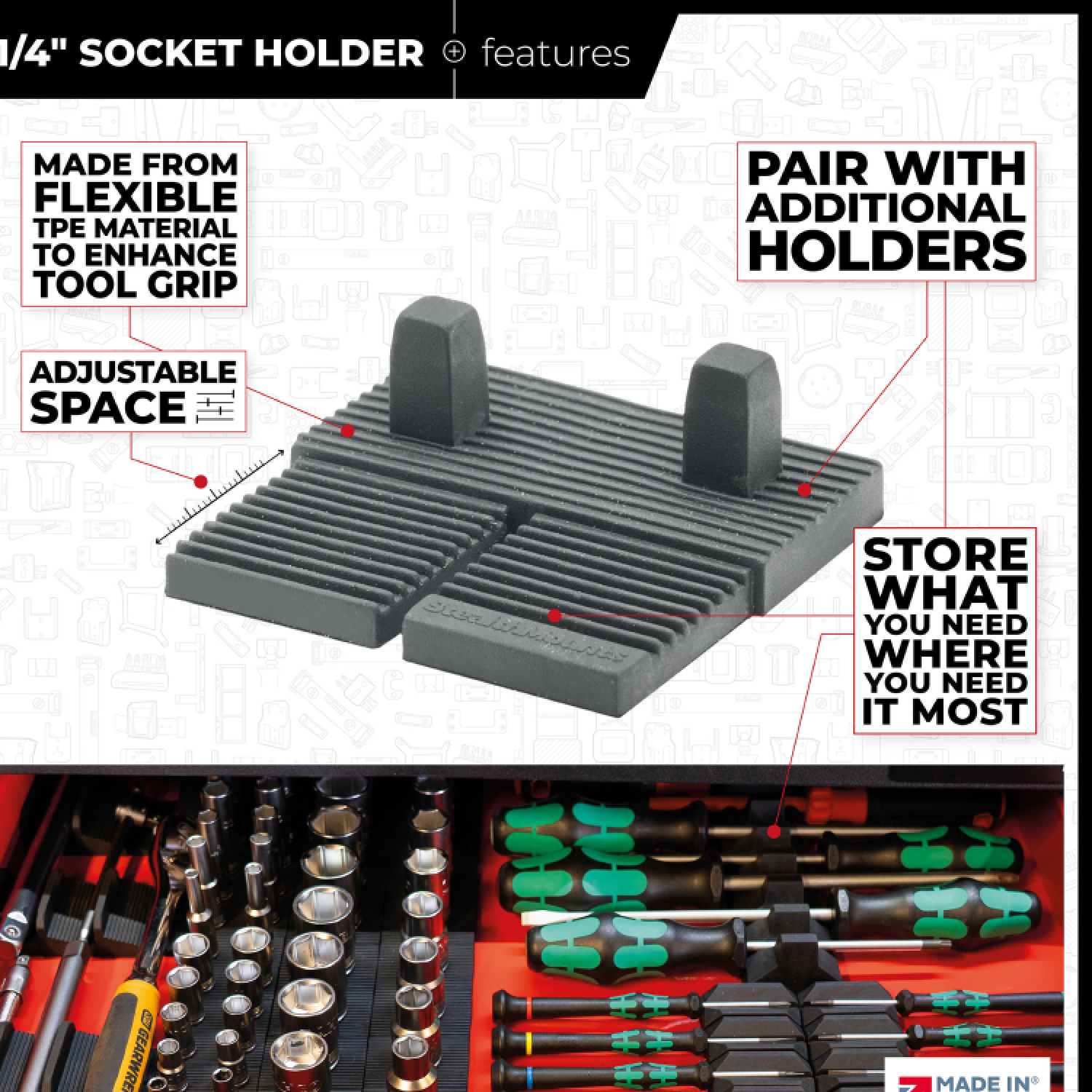 StealthMounts DHSP-1/4-SK-10 Drawer Hive Dophouder 1/4" voor ladekast - zwart - 10 stuks-image