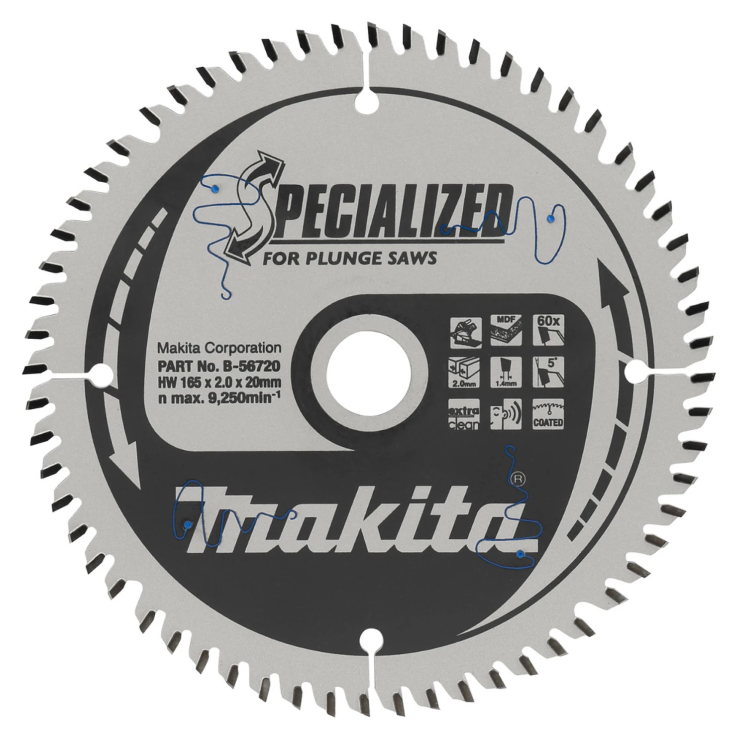 Makita B-56720 Gemelamineerd Invalcirkelzaagblad - 165 x 20 x 60T - Hout-image