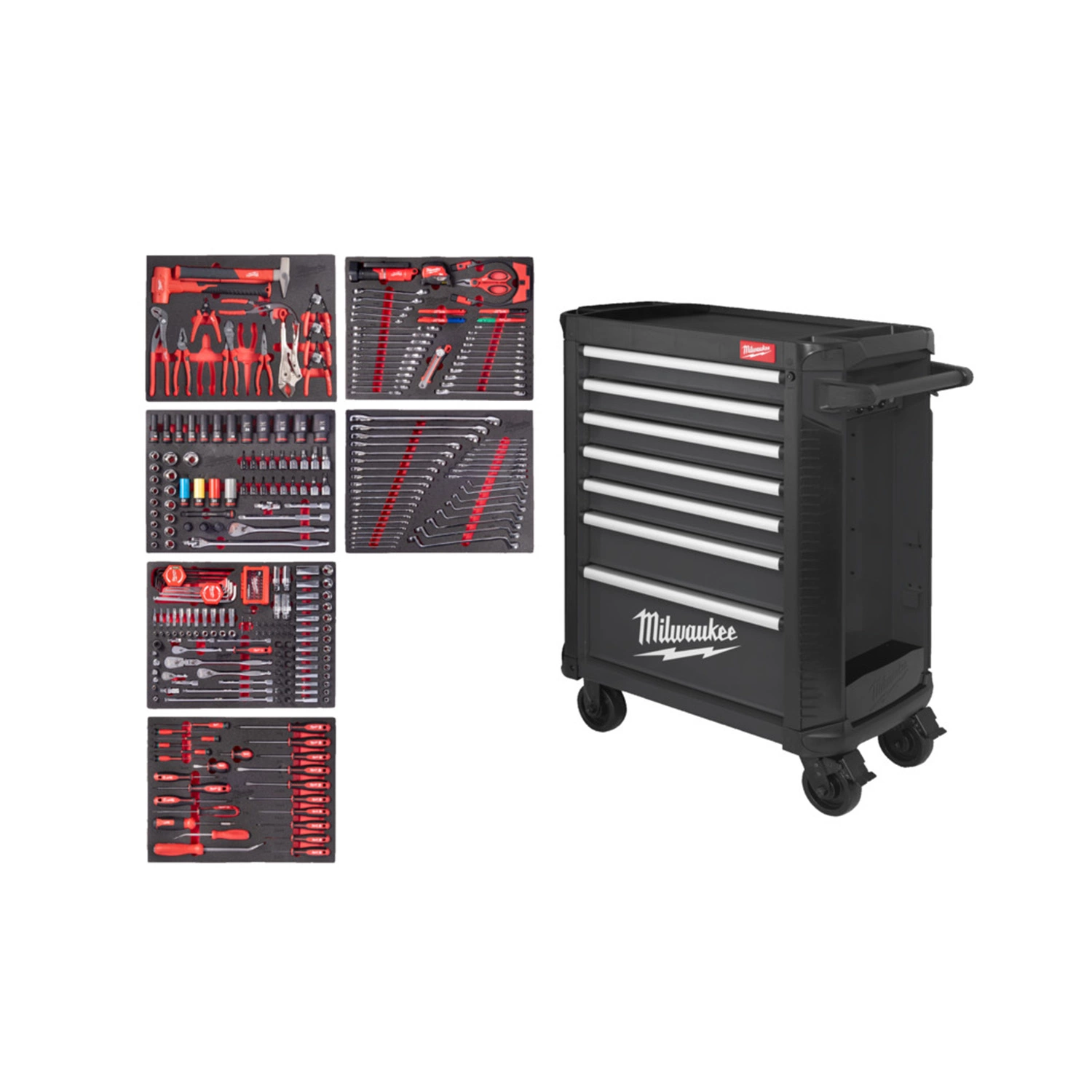 Milwaukee 4932500745 TOOLGUARD Stalen Gereedschapswagen gevuld - 337-delig - 7 laden - 30" / 78 cm-image