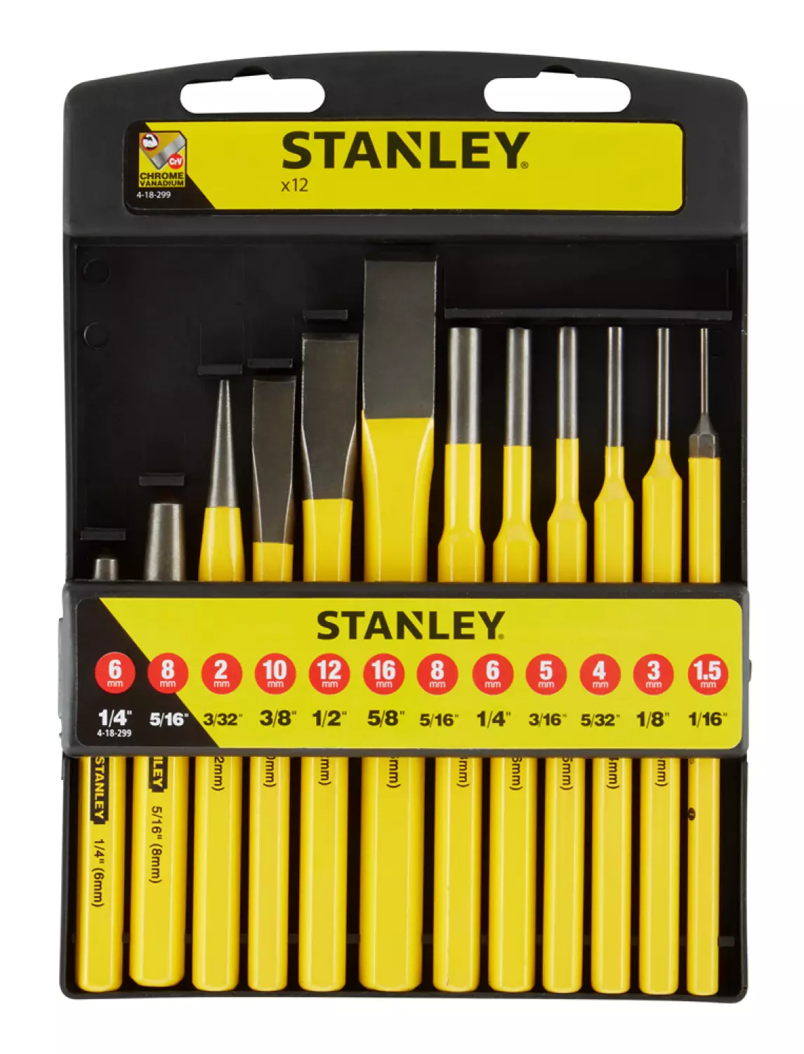 Stanley 4-18-299 12-delig Koudbeitel en drevel set-image